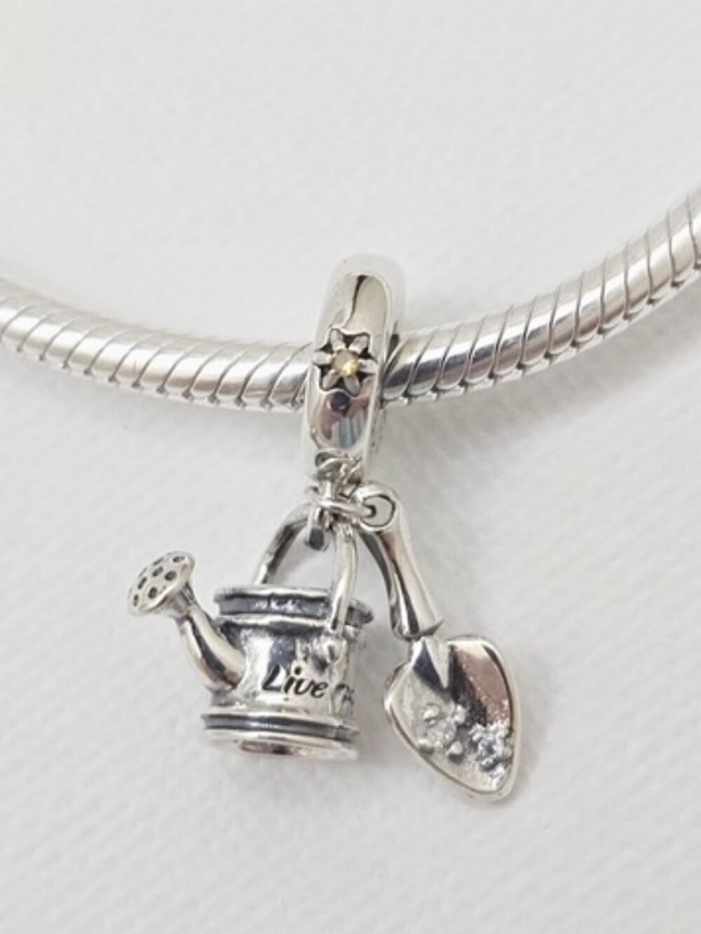 Pandora Watering Can with Trowel Gardening Charm